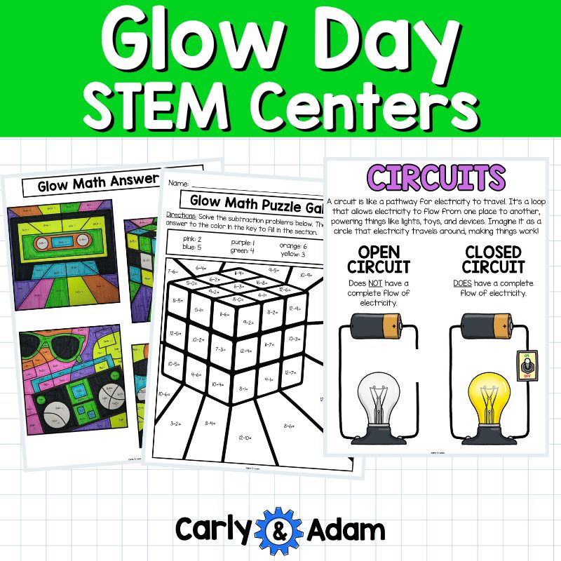 Glow Day STEM Centers Illumination, Glow Slime, Glow Sticks, Family STEM Night
