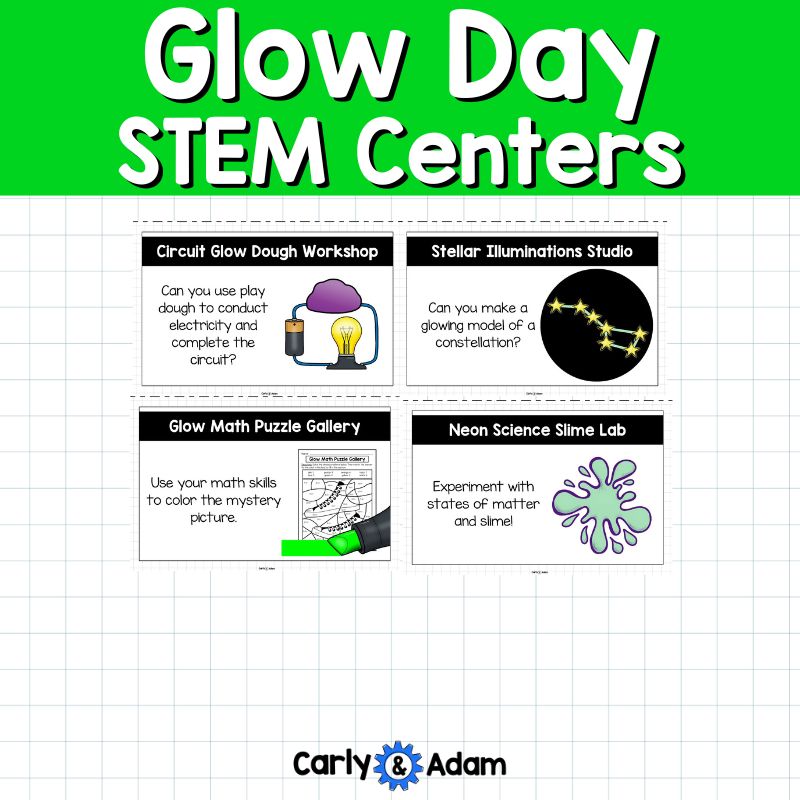 Glow Day STEM Centers Illumination, Glow Slime, Glow Sticks, Family STEM Night