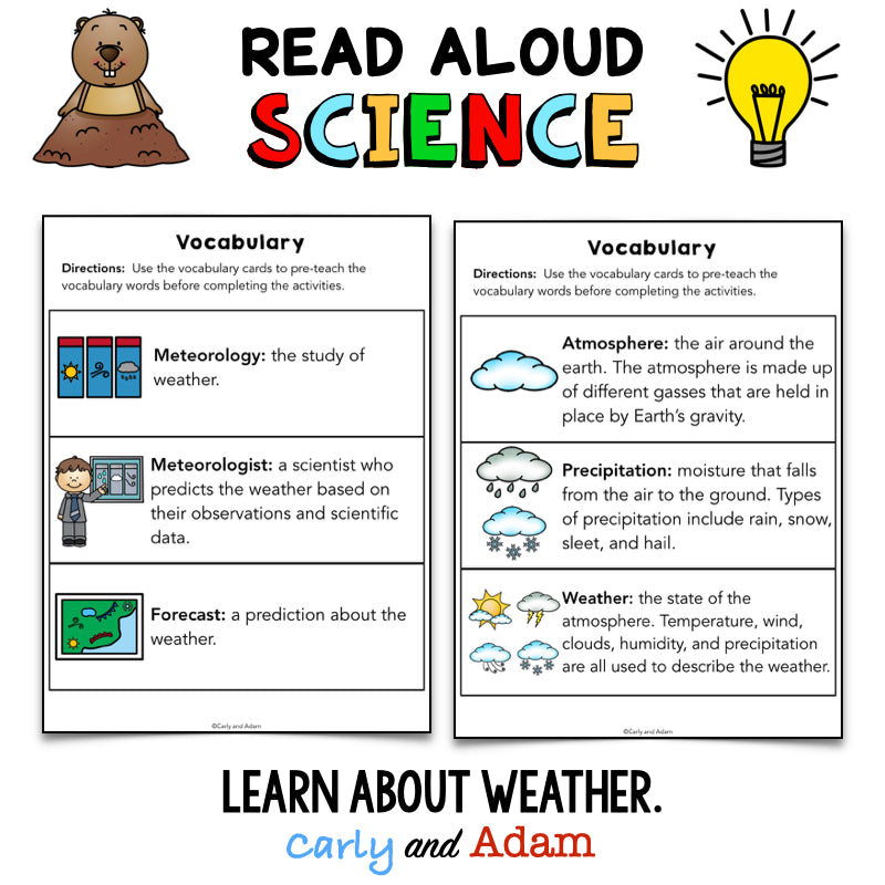 Groundhog Weather School READ ALOUD SCIENCE Activity