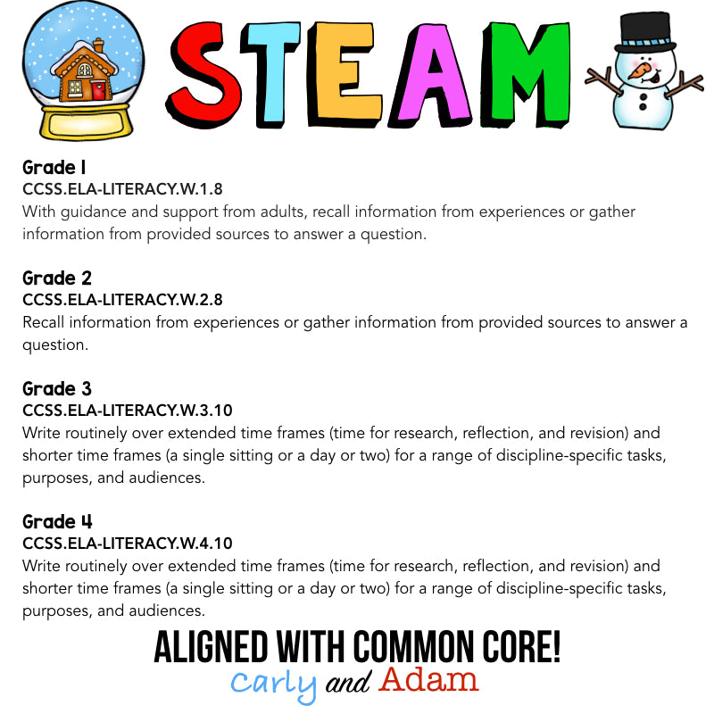 Snow Globe Directed Drawing Growth Mindset Winter STEAM Activity