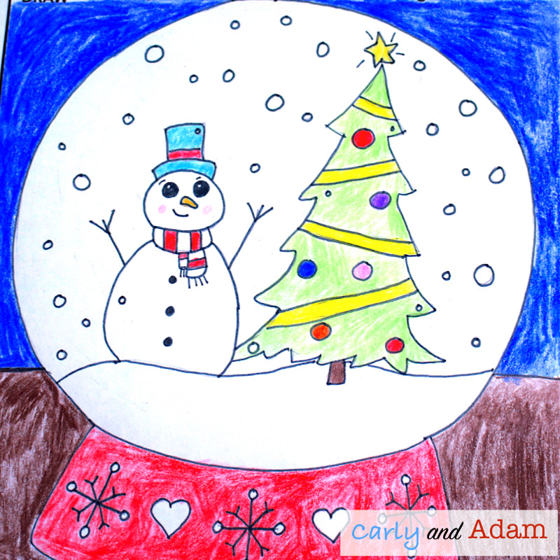 Snow Globe Directed Drawing Growth Mindset Winter STEAM Activity