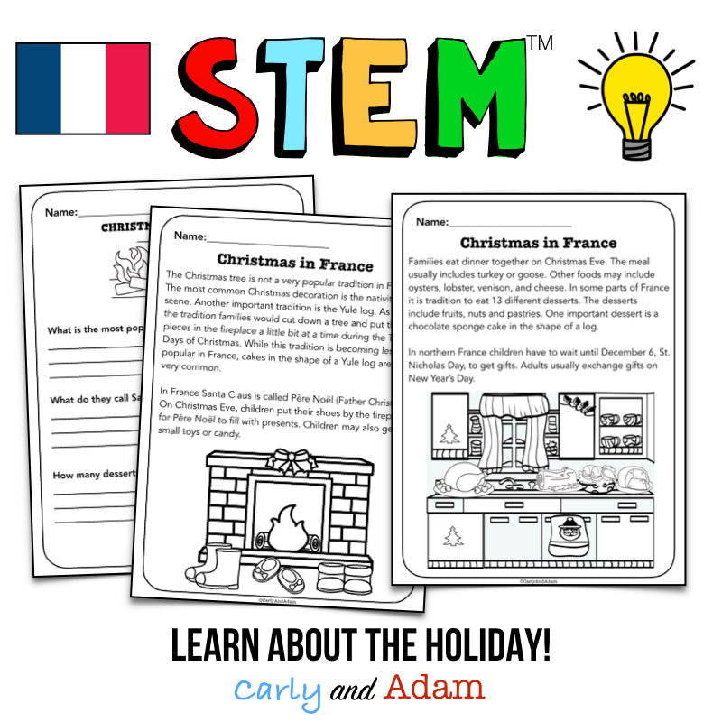 France Christmas and Holidays Around the World STEM Activity
