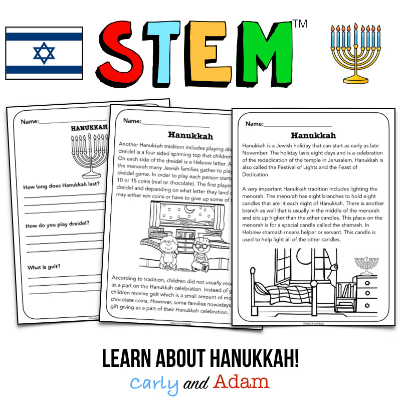 Winter Holidays Around the World STEM Activity: Israel Hanukkah (Chanukah)