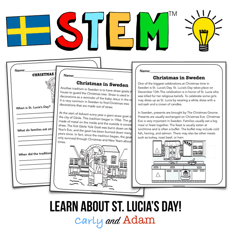 Sweden Christmas and Holidays Around the World St. Lucia's Day STEM Activity
