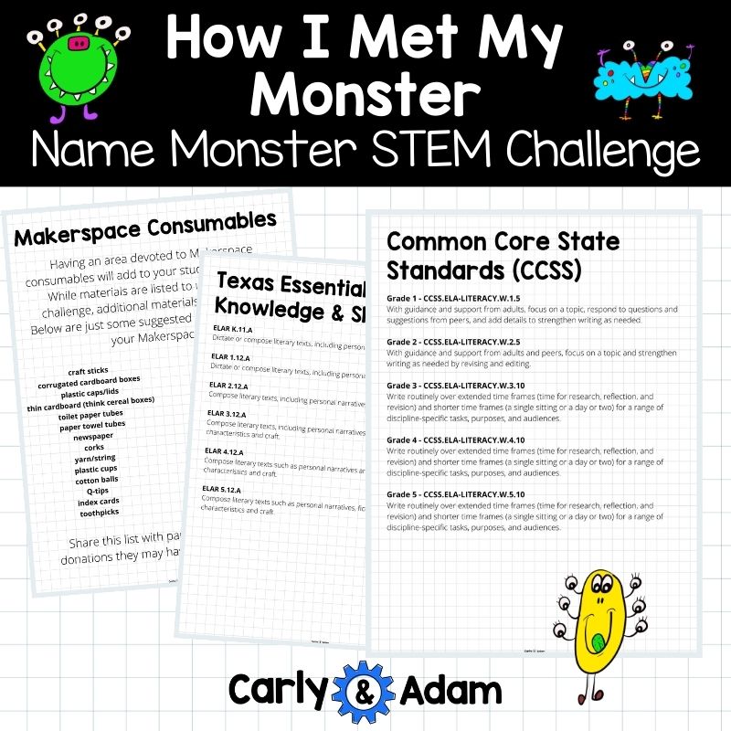 How I Met My Monster Halloween READ ALOUD STEM™ Activity - Name Monster