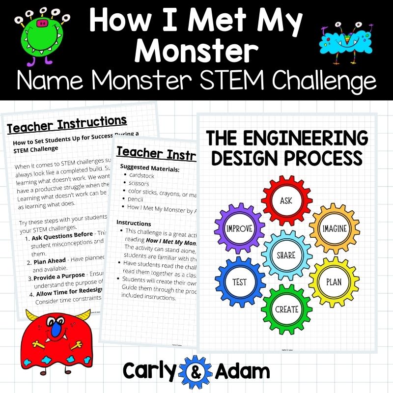 How I Met My Monster Halloween READ ALOUD STEM™ Activity - Name Monster