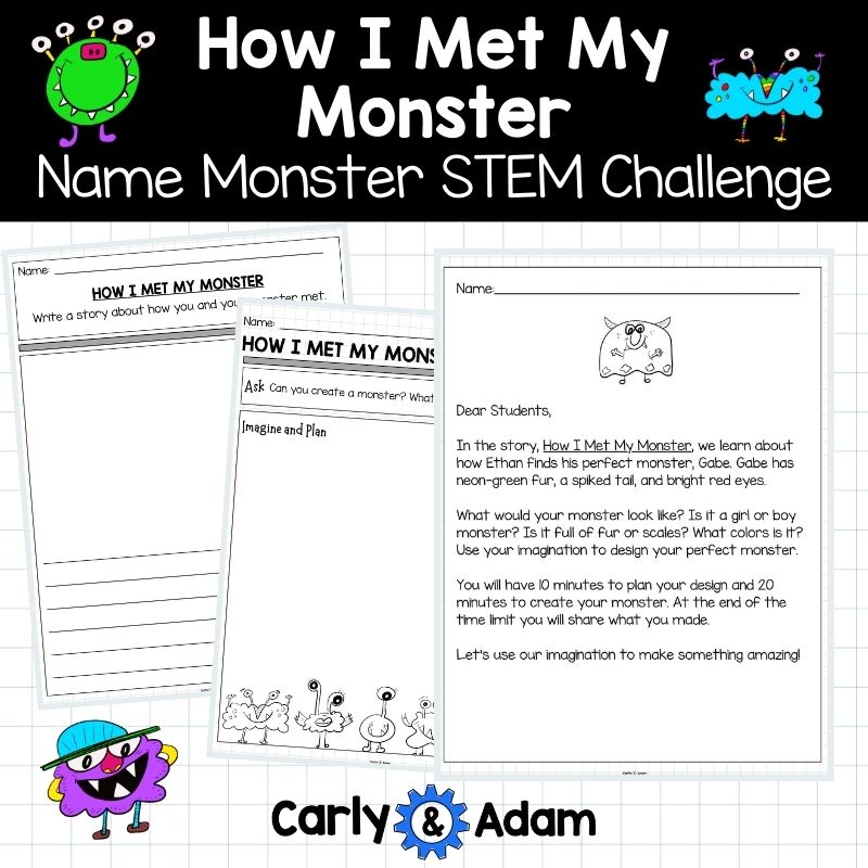 How I Met My Monster Halloween READ ALOUD STEM™ Activity - Name Monster