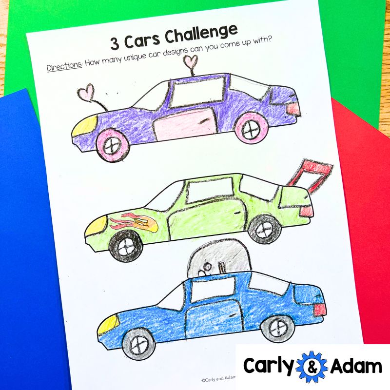 If I Built a Car Creativity Challenges, Finish the Picture Activities