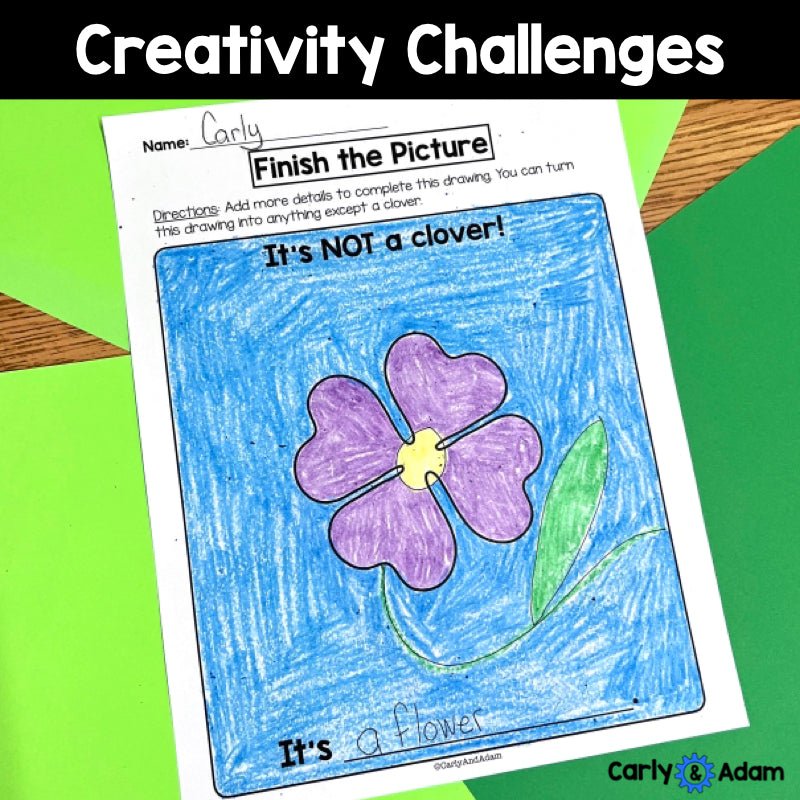 March Creativity Challenges - Finish the Picture Activities, Spring, St Patricks Day, Brain Breaks, Sub Plans, Morning Work