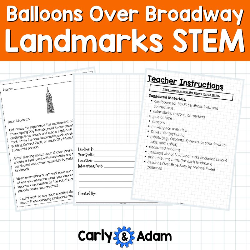 New York Landmarks Robot Thanksgiving Balloons Over Broadway READ ALOUD STEM Activity