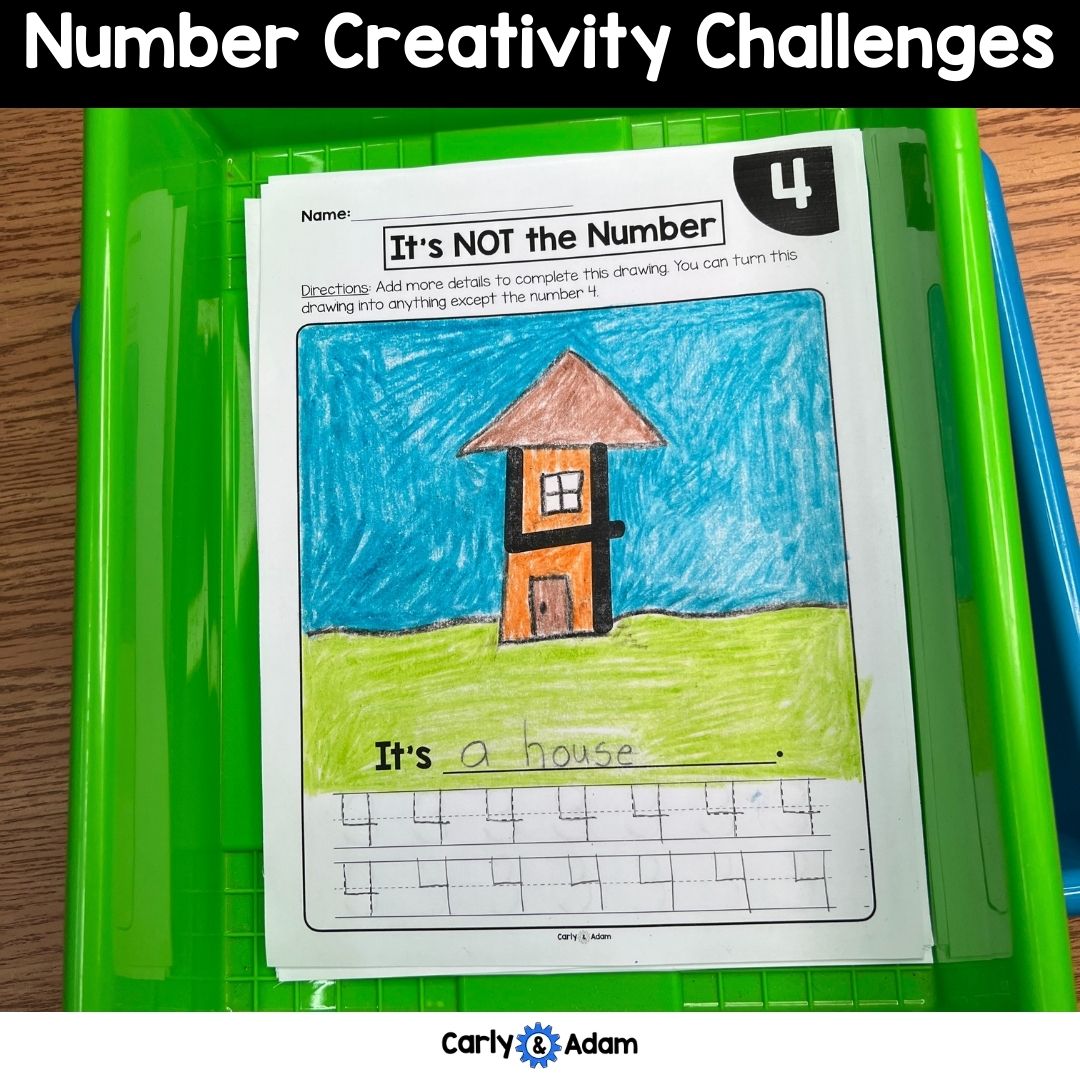 Number Creativity Challenges - Finish the Picture Activities, Sub Plans, Brain Breaks, Morning Work