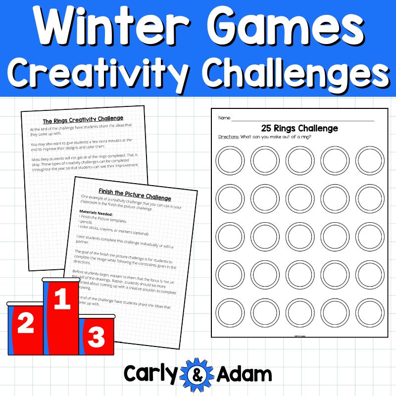 Winter Olympics Creativity Challenges, Finish the Picture, Activities Morning Work, Sub Plans, Brain Breaks