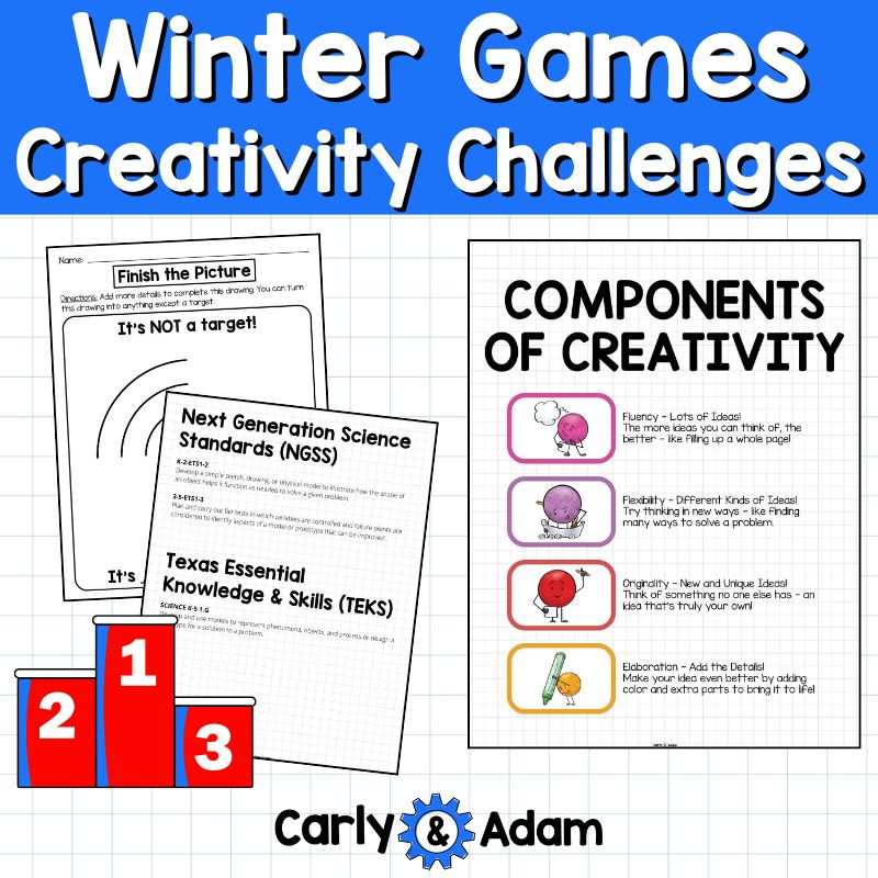 Winter Olympics Creativity Challenges, Finish the Picture, Activities Morning Work, Sub Plans, Brain Breaks