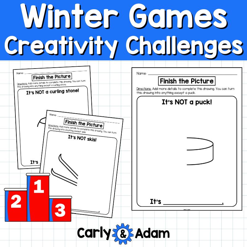 Winter Olympics Creativity Challenges, Finish the Picture, Activities Morning Work, Sub Plans, Brain Breaks