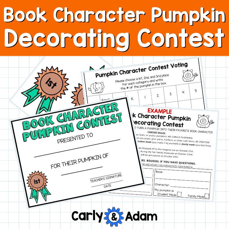 Book Character Pumpkin Decorating Contest Halloween Activity