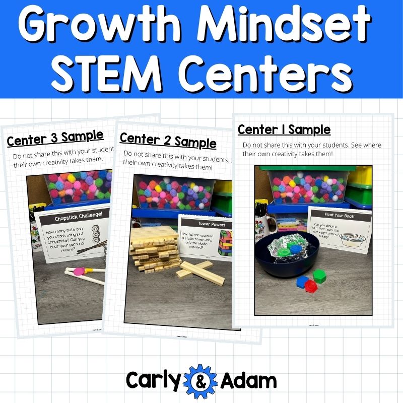 Growth Mindset STEM Centers Minute to Win It Activities