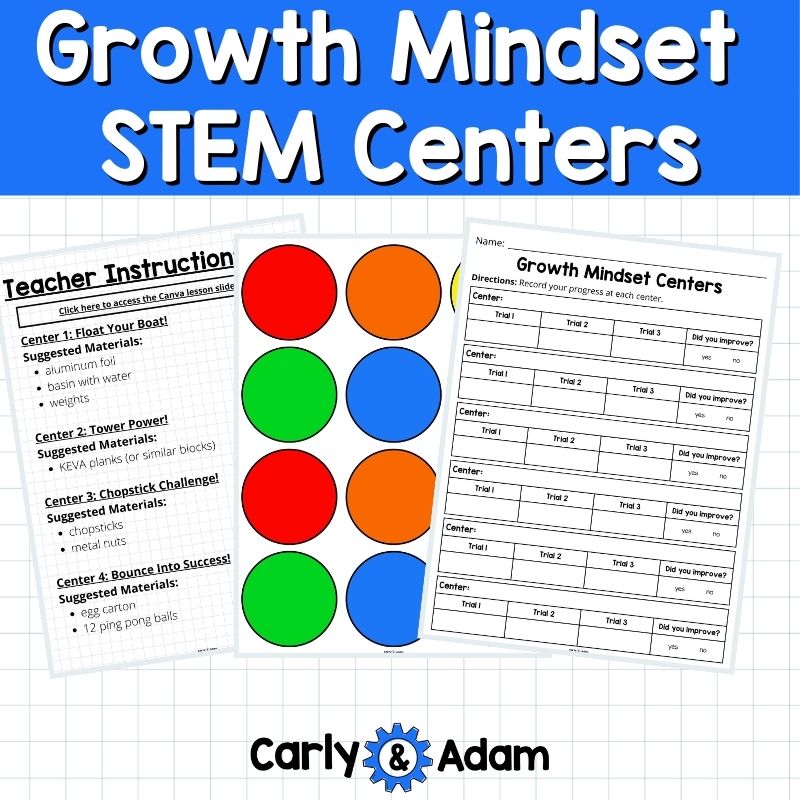 Growth Mindset STEM Centers Minute to Win It Activities