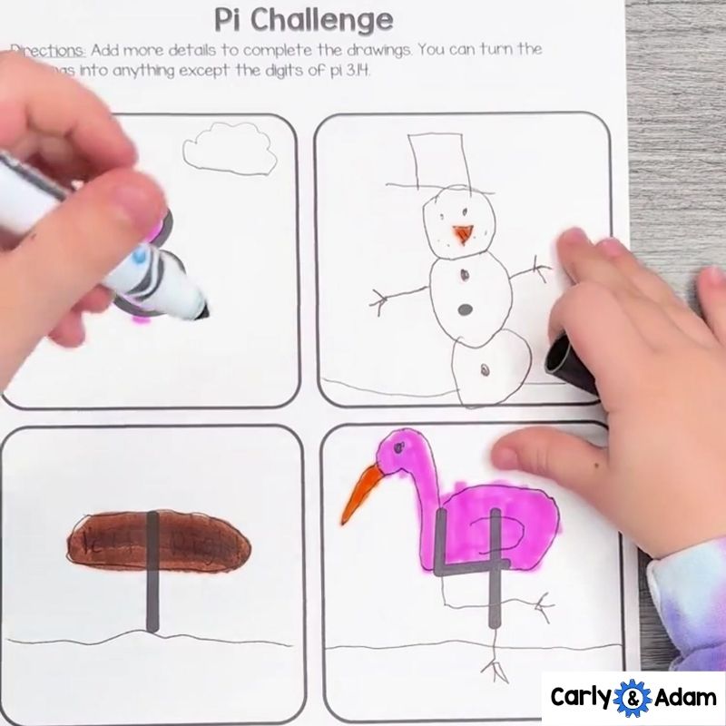 Pi Day Creativity Challenges - Finish the Picture Activities Morning Work