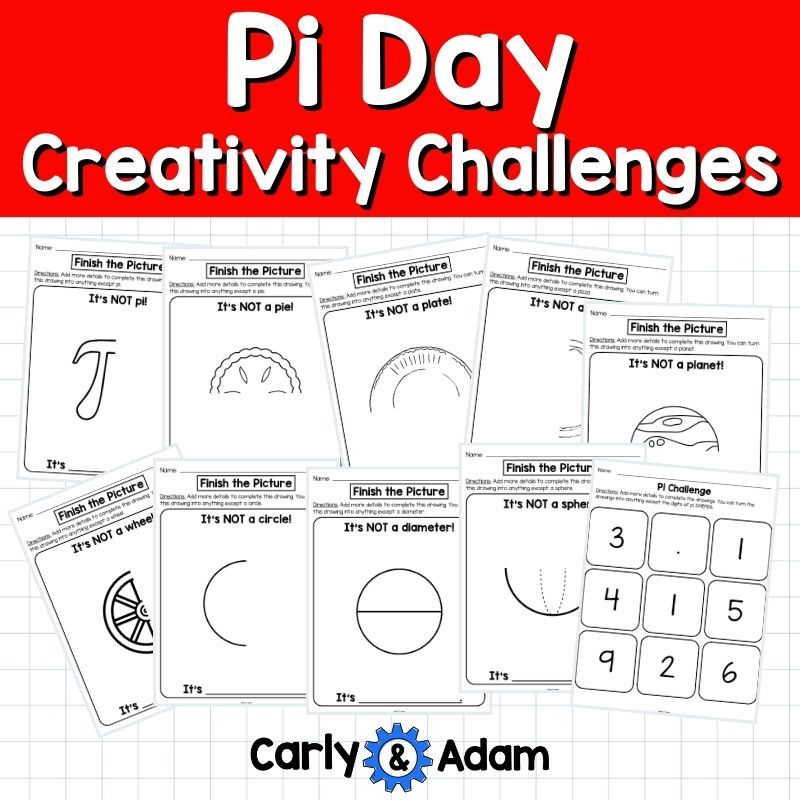 Pi Day Creativity Challenges - Finish the Picture Activities Morning Work