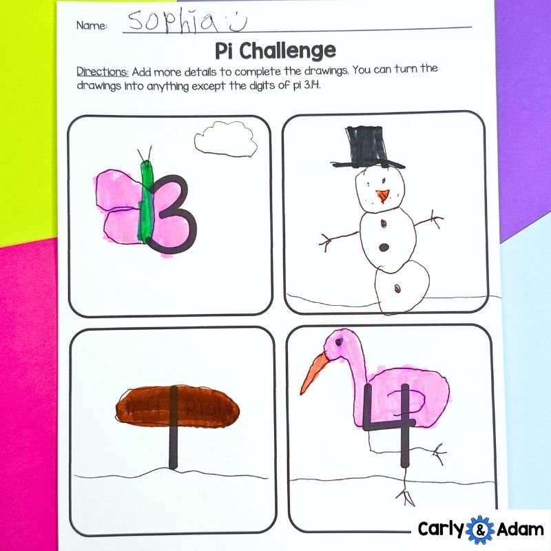 Pi Day Creativity Challenges - Finish the Picture Activities Morning Work