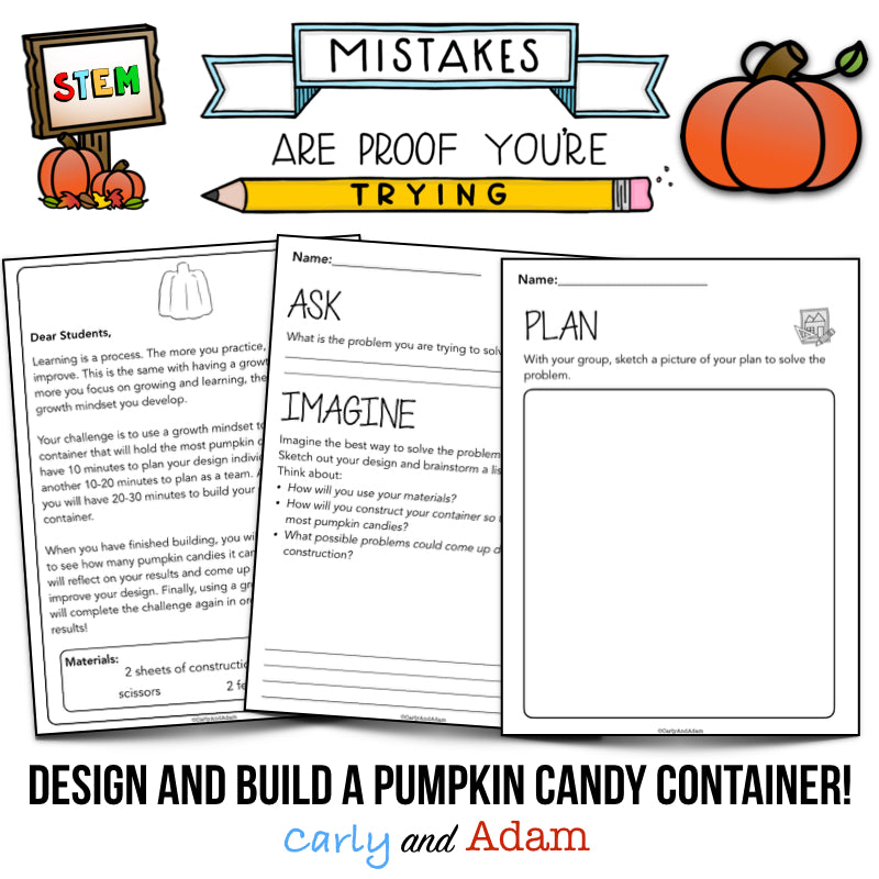 Pumpkin Candy Container Growth Mindset Halloween STEM Activity