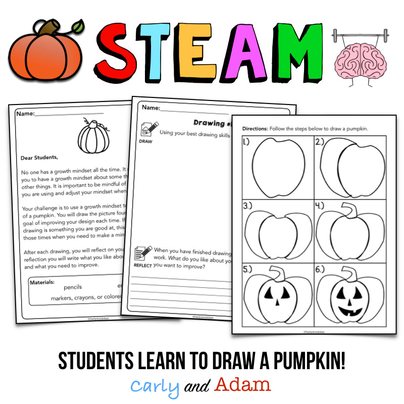 Pumpkin Drawing Growth Mindset Halloween STEAM Activity