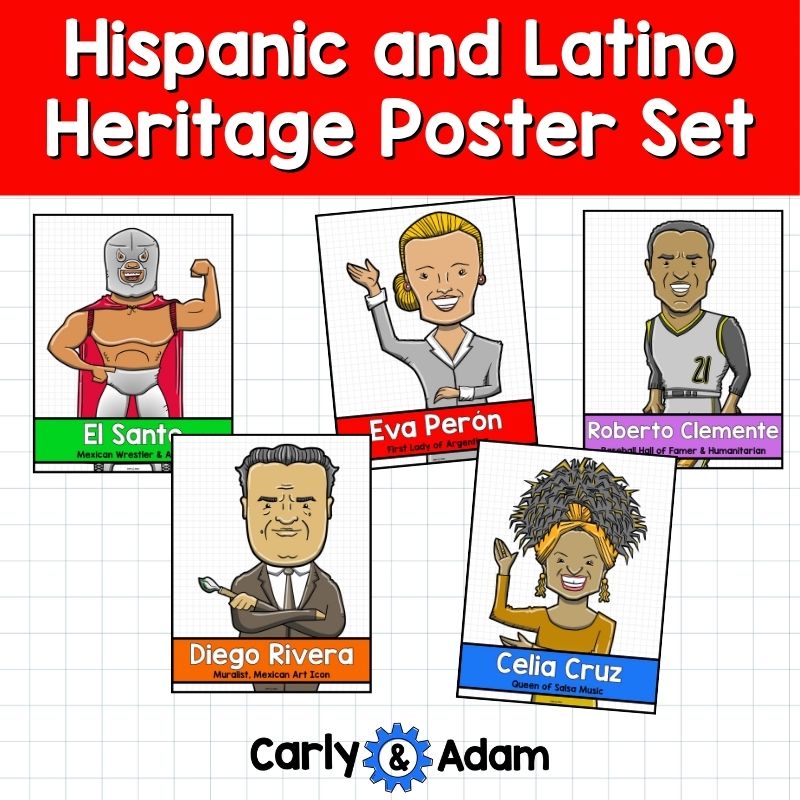 Hispanic Heritage Month Bulletin Board Poster Set Frida Kahlo, Diego Rivera