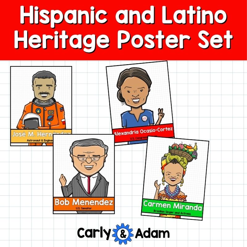 Hispanic Heritage Month Bulletin Board Poster Set Frida Kahlo, Diego Rivera