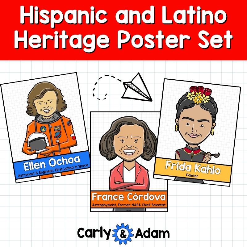 Hispanic Heritage Month Bulletin Board Poster Set Frida Kahlo, Diego Rivera