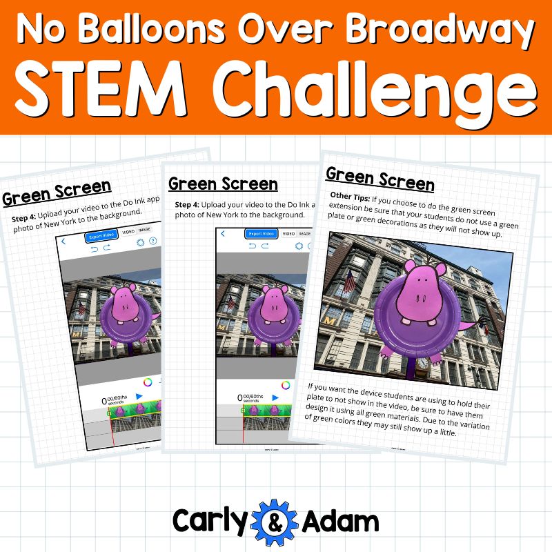 NO Balloons Over Broadway Thanksgiving READ ALOUD STEM Activity Latex Free