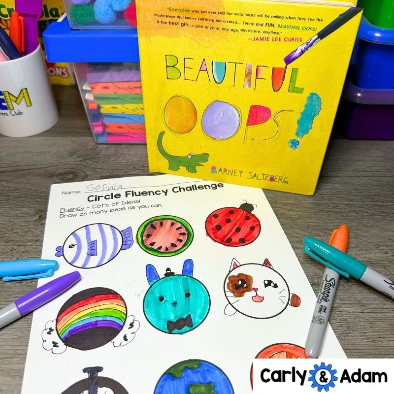 Getting Started with Creativity Challenges Finish the Picture Activities Beautiful Oops Book Lesson