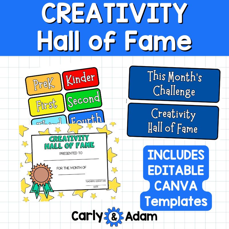 Creativity Hall of Fame - Creativity Challenges Finish the Picture Activities and Bulletin Board Display