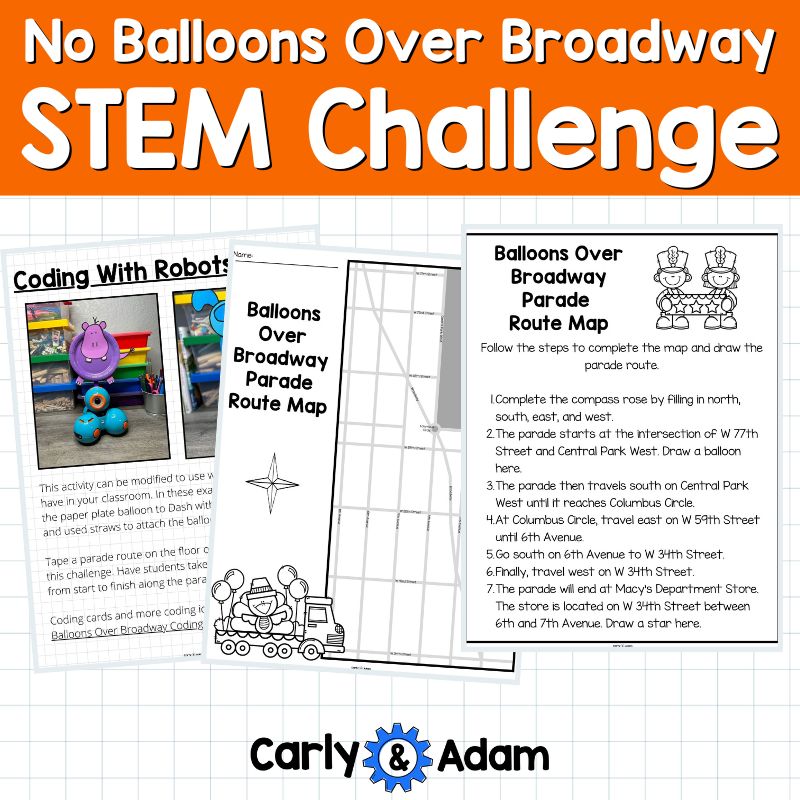NO Balloons Over Broadway Thanksgiving READ ALOUD STEM Activity Latex Free