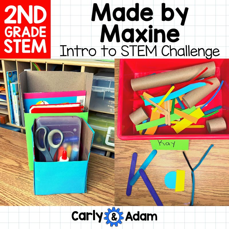 Intro to 2nd Grade STEM Made by Maxine Name Tag Challenge