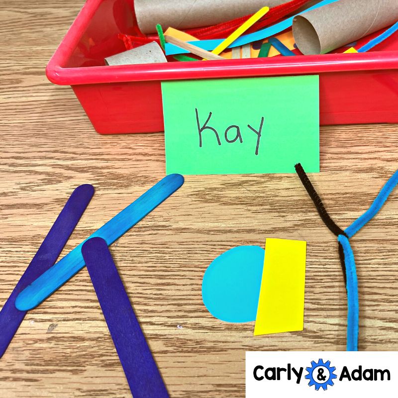 Intro to 2nd Grade STEM Made by Maxine Name Tag Challenge