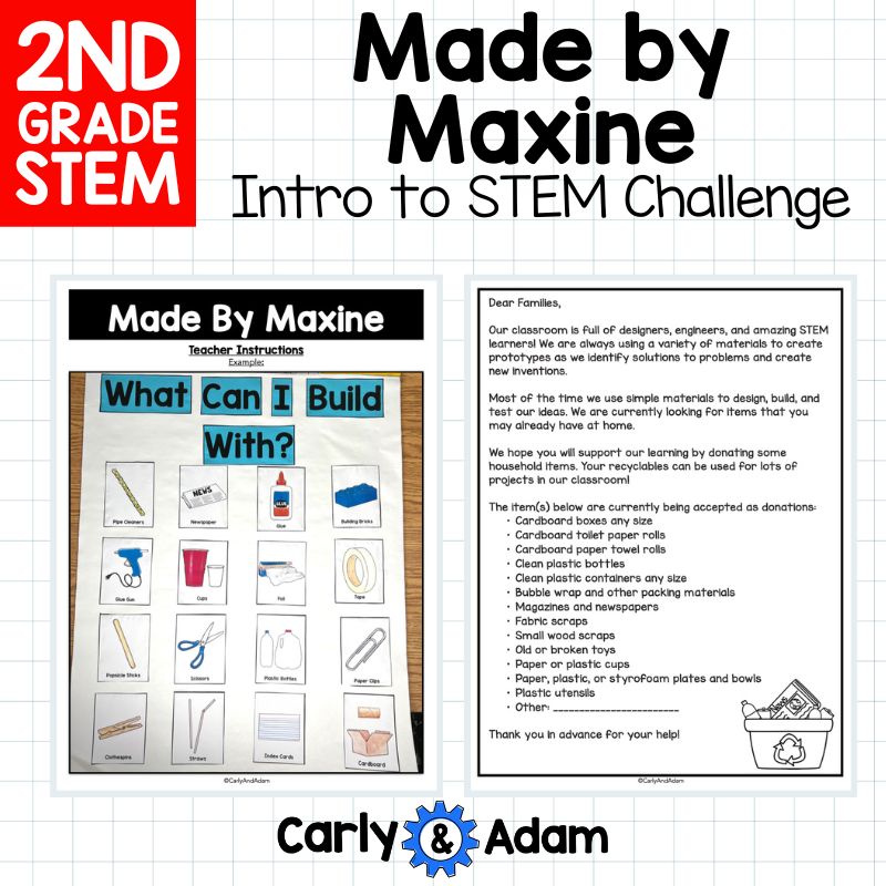 Intro to 2nd Grade STEM Made by Maxine Name Tag Challenge
