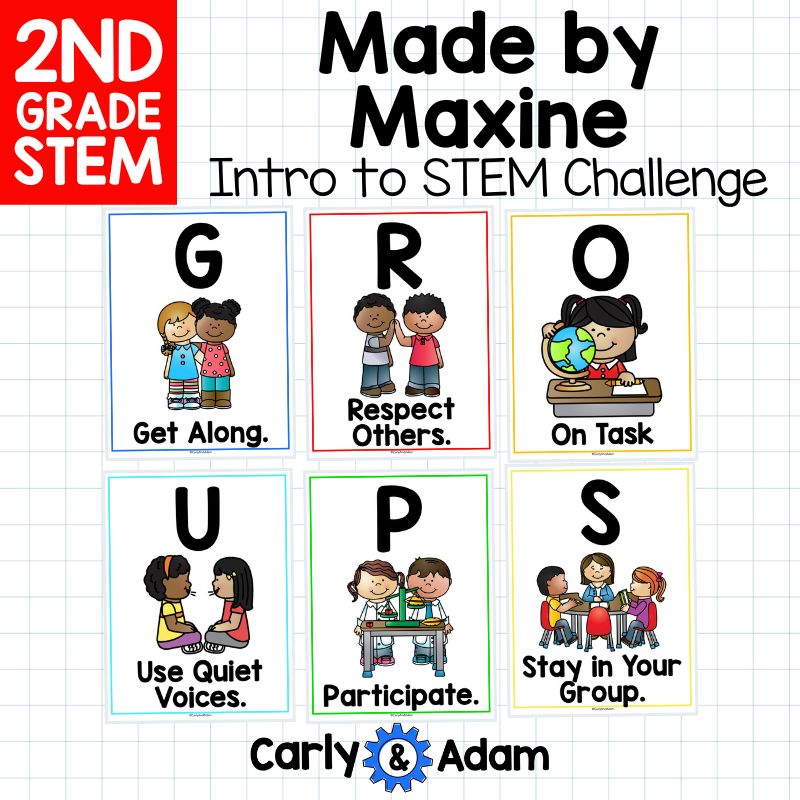Intro to 2nd Grade STEM Made by Maxine Name Tag Challenge