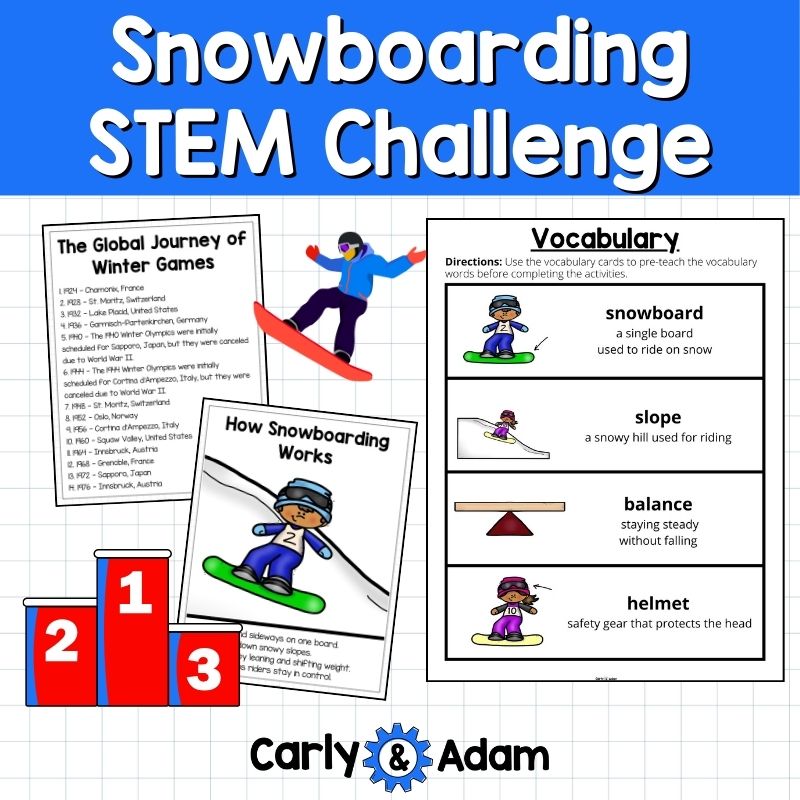 Build a Snowboarder Snowboarding Winter Olympic Games STEM Activity