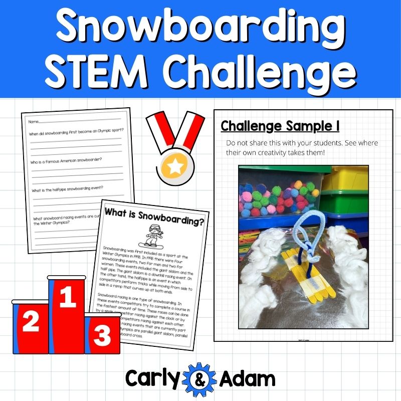Build a Snowboarder Snowboarding Winter Olympic Games STEM Activity