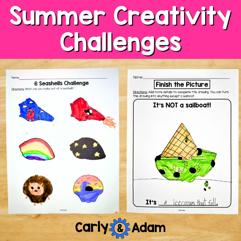 Summer Creativity Challenges, Finish the Picture Activities, Brain Breaks, Sub Plans, Summer Packet, Morning Work