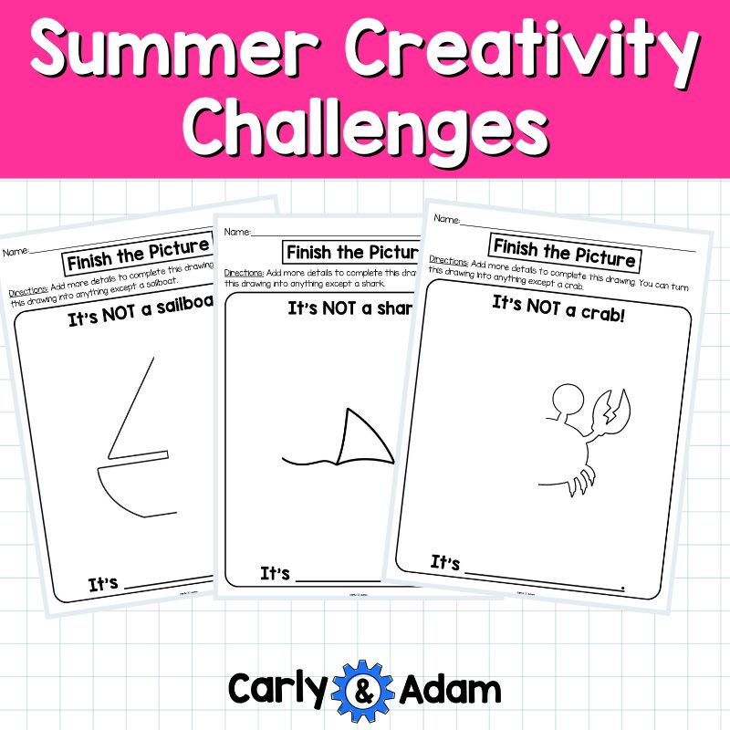 Summer Creativity Challenges, Finish the Picture Activities, Brain Breaks, Sub Plans, Summer Packet, Morning Work