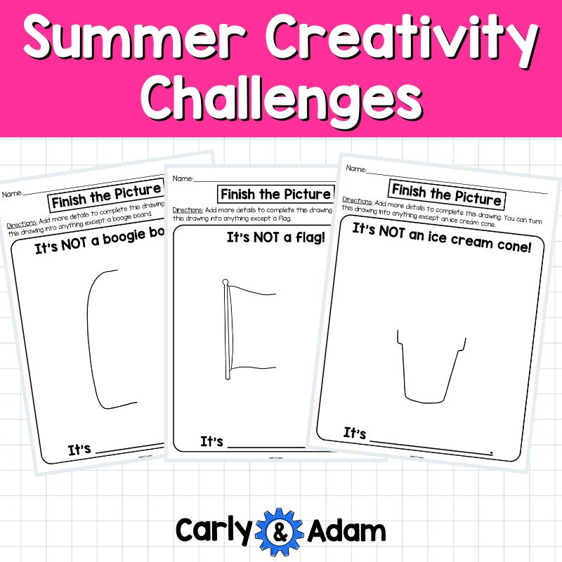 Summer Creativity Challenges, Finish the Picture Activities, Brain Breaks, Sub Plans, Summer Packet, Morning Work