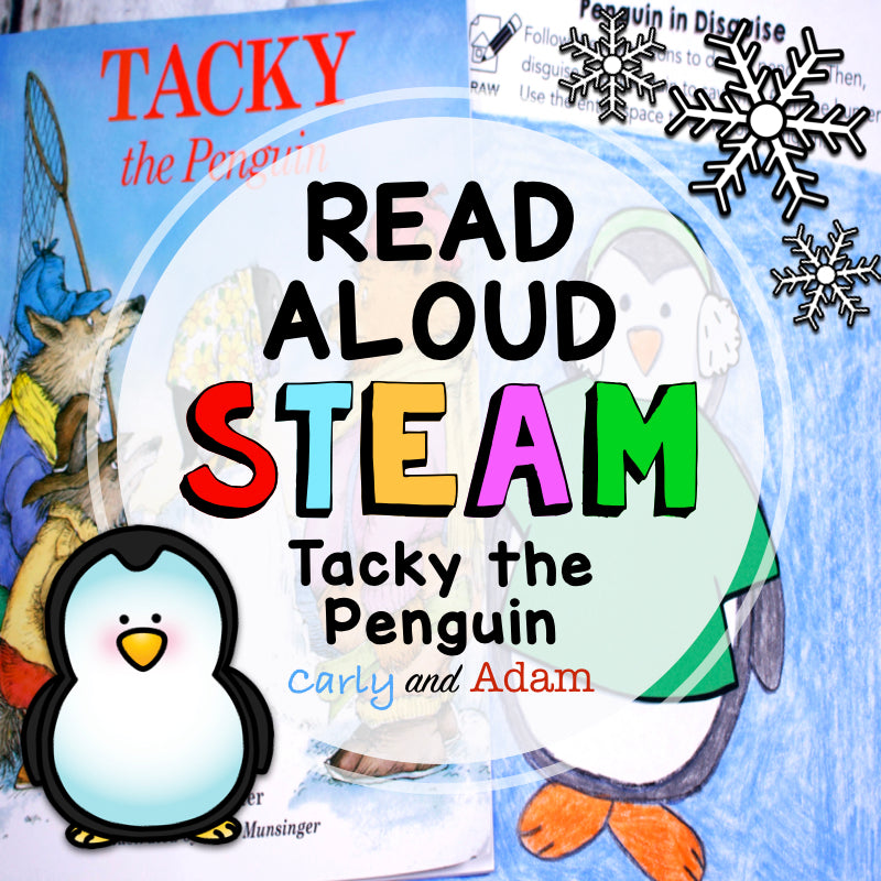 Tacky the Penguin Disguise Winter READ ALOUD STEAM™Activity Directed Drawing