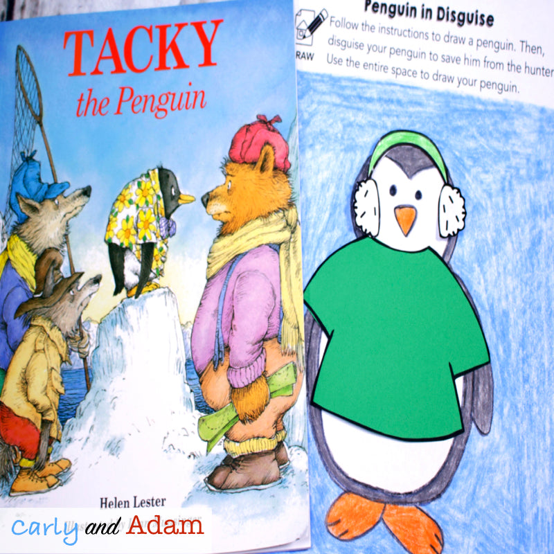 Tacky the Penguin Disguise Winter READ ALOUD STEAM™Activity Directed Drawing