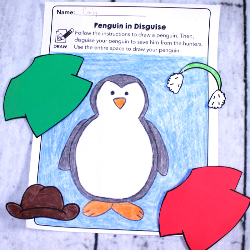 Tacky the Penguin Disguise Winter READ ALOUD STEAM™Activity Directed Drawing