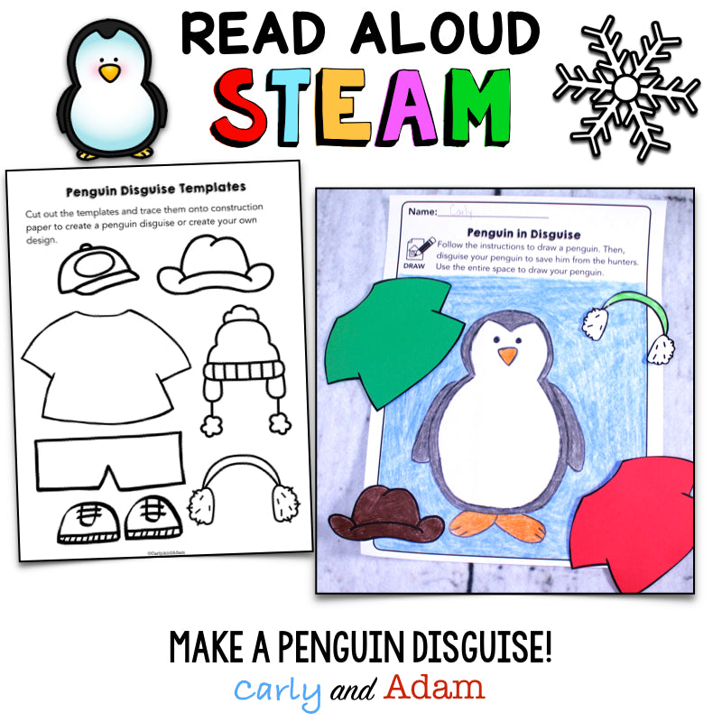 Tacky the Penguin Disguise Winter READ ALOUD STEAM™Activity Directed Drawing