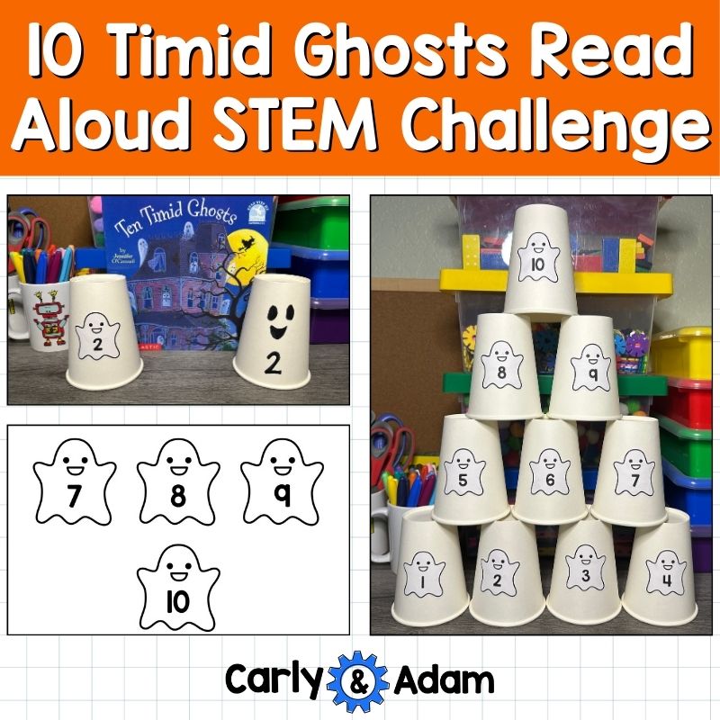 Ten Timid Ghosts Pre-K Halloween Counting STEM Activity
