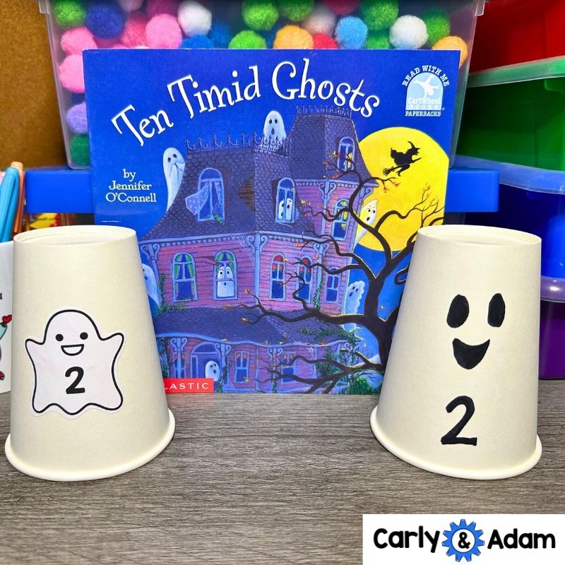 Ten Timid Ghosts Pre-K Halloween Counting STEM Activity
