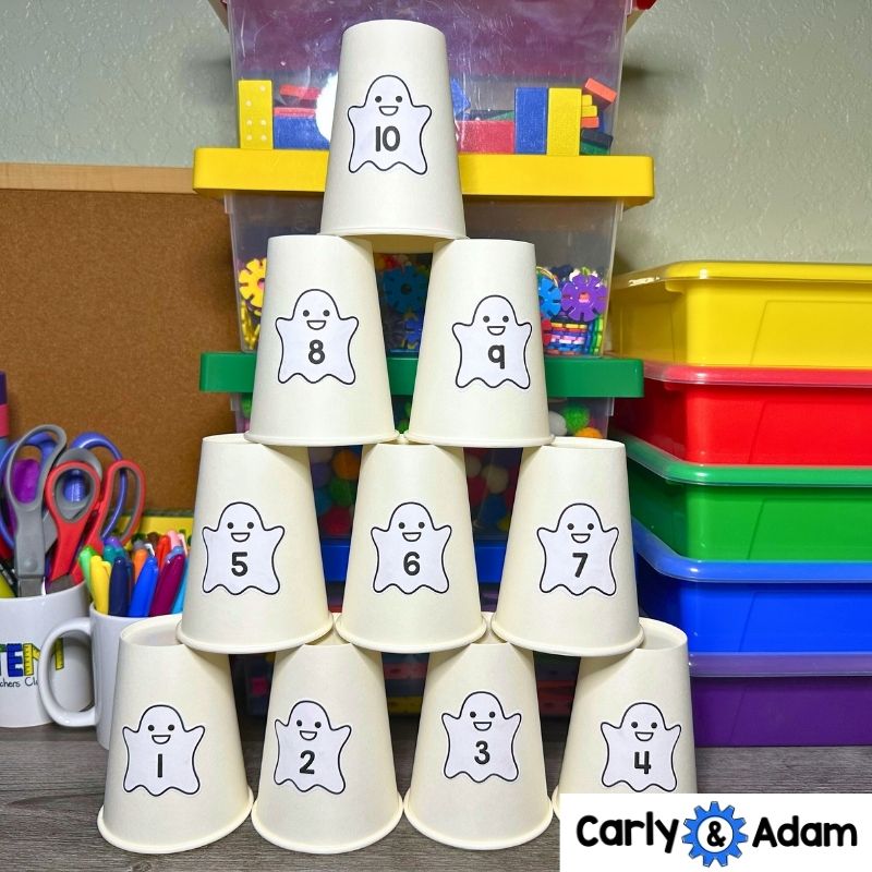 Ten Timid Ghosts Pre-K Halloween Counting STEM Activity