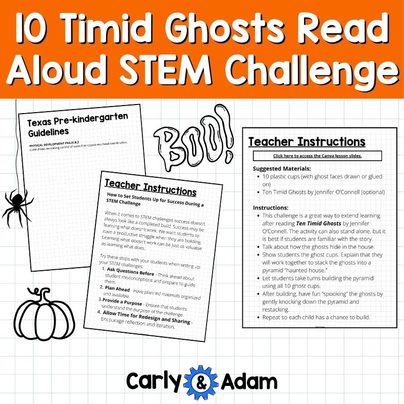 Ten Timid Ghosts Pre-K Halloween Counting STEM Activity